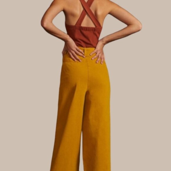 Banana Republic High-Rise Wide-Leg Mustard Linen-Cotton Pant - Picture 6 of 13